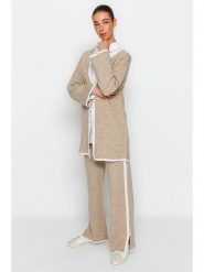 Trendyol 2-częściowy zestaw w kolorze beżowym rozmiar: L. Brązowe kardigany damskie Trendyol, l, bez wzorów. Za 121.45 zł.