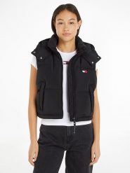 TOMMY JEANS Kamizelka w kolorze czarnym rozmiar: L. Czarne kamizelki damskie Tommy Jeans, l, bez wzorów, z jeansu, bez kaptura. Za 329.42 zł.