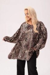 Oversize'owa tunika Amalia w print panterki PLUS SIZE XXL. Tuniki damskie Moda Size Plus Iwanek, na co dzień, plus size, bez wzorów, z elastanu, eleganckie, bez kołnierzyka, bez ramiączek. Za 239.90 zł.