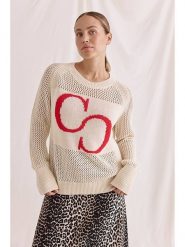 Cotton Candy Sweter "Daliah" w kolorze beżowo-czerwonym rozmiar: XS. Brązowe swetry klasyczne damskie Cotton Candy, xs, z bawełny, bez kołnierzyka. Za 214.70 zł.