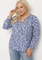 Niebieska Koszula z Wiskozy w Abstrakcyjny Wzór z Regulowanymi Rękawami Ilavenna. Niebieskie koszule damskie Born2be, xl, bez wzorów, z jeansu, eleganckie, bez kołnierzyka, bez ramiączek. Za 59.99 zł.