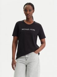 MICHAEL Michael Kors T-Shirt MR651QP97J Czarny Regular Fit. Czarne t-shirty damskie MICHAEL Michael Kors, xxl, bez wzorów, z bawełny, bez kołnierzyka. Za 419.99 zł.