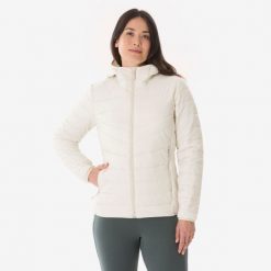 Kurtka turystyczna zimowa damska -6°C MH500. Brązowe kurtki damskie QUECHUA, na zimę, m, bez wzorów, z materiału, z kapturem. Za 199.99 zł.