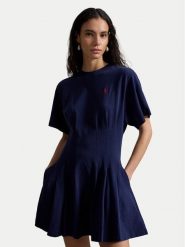 Polo Ralph Lauren Sukienka codzienna 211A96342004 Granatowy Slim Fit. Niebieskie sukienki damskie Polo Ralph Lauren, bez wzorów, z bawełny, bez ramiączek. Za 989.99 zł.