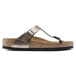 Birkenstock Gizeh BF Graceful Taupe Japonki damskie. Brązowe klapki damskie Birkenstock, bez wzorów, z jeansu, bez obcasa, bez zapięcia. Za 369.99 zł.