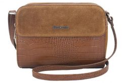 Stylowa torebka crossbody trzykomorowa - Brązowa jasna. Brązowe torebki klasyczne damskie Barberinis, ze skóry, duże, zamszowe, bez dodatków. Za 266.99 zł.