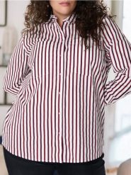 Bawełniana koszula w paski PLUS SIZE - wielobarwny. Koszule damskie Sinsay, plus size, bez wzorów, z bawełny, bez kołnierzyka, plus size, bez ramiączek. Za 35.99 zł.