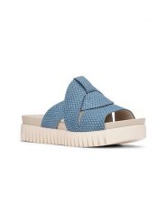 Ilse Jacobsen Klapki w kolorze niebieskim rozmiar: 39. Niebieskie klapki damskie Ilse Jacobsen, bez wzorów, z otwartym noskiem, bez obcasa, na platformie, bez zapięcia. Za 84.01 zł.