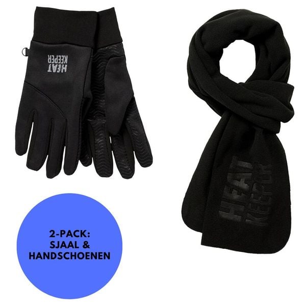 Zestaw termo unisex Szalik/Rękawiczki. Czarne szaliki damskie HEAT KEEPER, na zimę, bez wzorów, z poliamidu. W wyprzedaży za 148.10 zł.