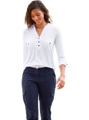 Heine Bluzka w kolorze białym rozmiar: 42. Białe bluzki damskie Heine, bez wzorów, bez kołnierzyka, bez ramiączek. Za 60.73 zł.