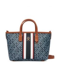 Tommy Hilfiger Torebka Th Monoplay Mini Tote Stripe Le AW0AW18389 Niebieski. Niebieskie torebki klasyczne damskie Tommy Hilfiger, ze skóry, bez dodatków. Za 649.99 zł.