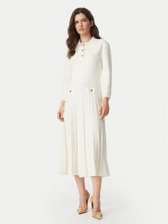 MICHAEL Michael Kors Sukienka dzianinowa MT683J3BFD Kremowy Slim Fit. Białe sukienki damskie MICHAEL Michael Kors, bez wzorów, z dzianiny, bez ramiączek. Za 1,329.00 zł.