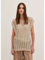 STEFANEL Sweter w kolorze beżowym rozmiar: XS. Brązowe swetry klasyczne damskie Stefanel, xs, z bawełny, bez kołnierzyka. Za 260.99 zł.