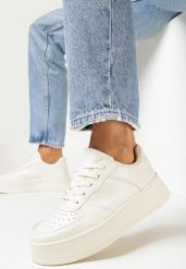 Beżowe Sneakersy na Platfromie z Bieżnikiem i Perforacją Artie. Brązowe obuwie sportowe damskie Born2be, na jesień, ze skóry, bez zapięcia. Za 59.99 zł.