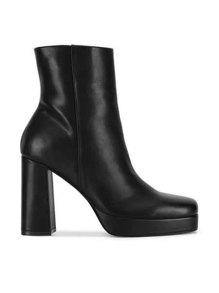 Jenny Fairy Botki HY7617-1 Czarny. Czarne botki damskie Jenny Fairy, ze skóry, bez obcasa, na słupku, bez zapięcia. Za 199.99 zł.