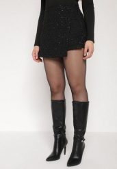 Czarne Spódnico-Szorty z Wełną i Cekinami Fedara. Czarne szorty damskie Born2be, bez wzorów, z wełny. Za 129.99 zł.