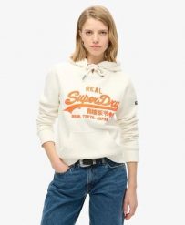 Superdry Bluza z kapturem Neon Vl Emb Graphic z bawełny ekologicznej. Białe bluzy damskie Superdry, bez wzorów, z bawełny, z kapturem. Za 387.20 zł.