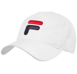 Czapka tenisowa z daszkiem Fila Cap Max. Białe czapki z daszkiem damskie Fila, bez wzorów, z materiału. Za 79.00 zł.