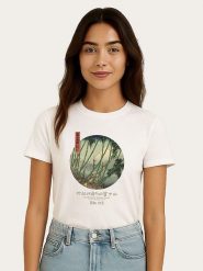 WOOOP Koszulka "Hokusai Fuji Bamboo" w kolorze białym rozmiar: M. Białe bluzki damskie Wooop, m, bez wzorów, z bawełny, bez kołnierzyka, bez ramiączek. Za 56.99 zł.