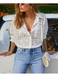 Milan Kiss Koszula w kolorze białym rozmiar: L. Białe koszule damskie Milan Kiss, l, bez wzorów, z koronki, bez kołnierzyka, bez ramiączek. Za 130.99 zł.