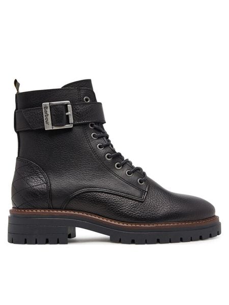 Barbour Trzewiki Heidi LFO0637BK51 Czarny. Czarne botki damskie Barbour, ze skóry, bez obcasa, na płaskiej podeszwie, bez zapięcia. Za 619.99 zł.