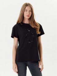 Liu Jo T-Shirt MF5412 JS923 Czarny Regular Fit. Czarne t-shirty damskie Liu Jo, s, bez wzorów, z bawełny, bez kołnierzyka. Za 219.99 zł.