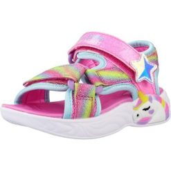 Sandały SKECHERS UNICORN DREAMS SANDAL- DREAMY Rose. Czerwone sandały damskie Skechers, bez wzorów, z materiału, bez obcasa, bez zapięcia. Za 179.99 zł.