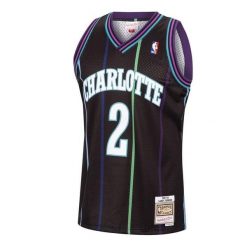 Koszulka NBA Charlotte Hornets Larry Johnson. Czarne koszulki damskie Mitchell & Ness, bez wzorów, bez kołnierzyka, bez ramiączek. Za 497.00 zł.