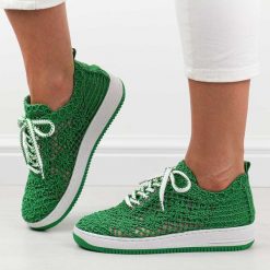 Zielone plecione sportowe buty damskie T.Sokolski 175. Zielone obuwie sportowe casual damskie Sokolski, z tkaniny, bez zapięcia. Za 189.00 zł.