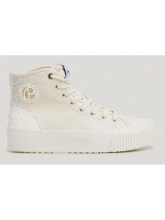 Pepe Jeans FOOTWEAR Sneakersy "Samoi" w kolorze kremowym rozmiar: 40. Brązowe obuwie sportowe damskie Pepe Jeans FOOTWEAR, z jeansu, za kostkę, bez zapięcia. Za 153.71 zł.