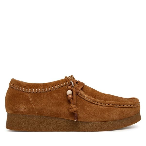 Półbuty Clarks. Brązowe półbuty damskie Clarks, bez wzorów, bez obcasa, na płaskiej podeszwie, bez zapięcia. Za 350.99 zł.
