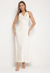 Jasnobeżowa Sukienka Vices z Ozdobnym Tyłem i Wiązaniem Zimea. Brązowe sukienki damskie Born2be, bez wzorów, klasyczne, bez ramiączek. Za 119.99 zł.