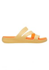 Klapki Dla Dorosłych Crocs Getaway Strappy Sandal. Brązowe klapki damskie Crocs, bez wzorów, z materiału, bez obcasa, bez zapięcia. Za 159.99 zł.