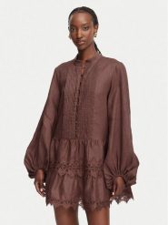 Bardot Sukienka codzienna Antonia 59849DB2 Brązowy Relaxed Fit. Brązowe sukienki damskie Bardot, bez wzorów, ze lnu, bez ramiączek. Za 1,014.00 zł.