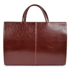 Skórzana damska aktówka DAN-A T19 koniakowa. Aktówki damskie DAN-A, ze skóry, bez dodatków. Za 399.99 zł.