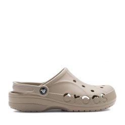 Klapki Crocs. Brązowe klapki damskie Crocs, bez wzorów, bez obcasa, bez zapięcia. Za 199.99 zł.
