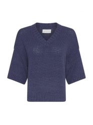 MOSS COPENHAGEN Sweter "Hannalie" w kolorze granatowym rozmiar: L/XL. Niebieskie swetry klasyczne damskie Moss Copenhagen, l, z bawełny, bez kołnierzyka. Za 206.42 zł.