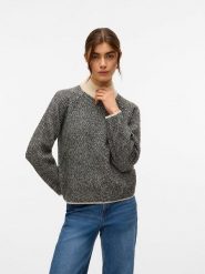 Vero Moda Sweter w kolorze beżowo-czarnym rozmiar: L. Brązowe swetry klasyczne damskie Vero Moda, l, bez kołnierzyka. Za 126.75 zł.