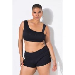 Damskie Hipsterki kąpielowe obcisły krój wysoki stan elastyczny pas. Czarne bikini Ulla Popken, bez wzorów, z elastanu. Za 125.99 zł.