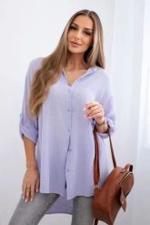 Koszula bawełniana muślinowa jasno fioletowa. Fioletowe koszule damskie Kesi Włoski, l, bez wzorów, z bawełny, eleganckie, bez kołnierzyka, bez ramiączek. Za 188.21 zł.