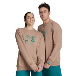 Bluza sportowa z polarem unisex Arena Crew Sweat Logo. Brązowe bluzy damskie Arena, uniwersalny, bez wzorów, z bawełny, bez kaptura. Za 171.98 zł.
