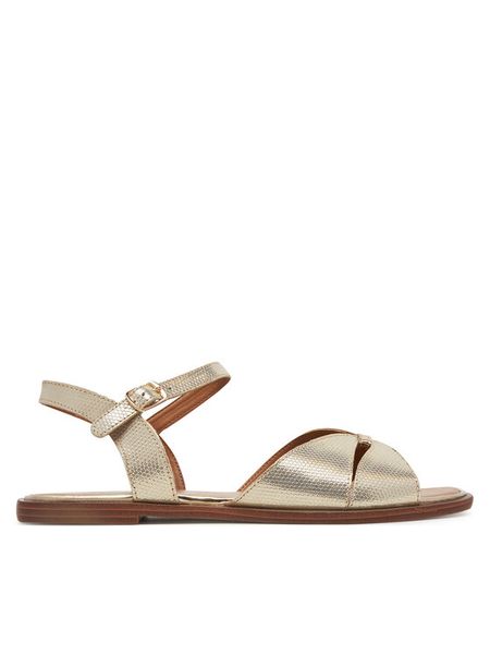 Lasocki Sandały WI23-CONA-01 Złoty. Żółte sandały damskie Lasocki, bez wzorów, ze skóry, bez obcasa, na płaskiej podeszwie, bez zapięcia. Za 159.99 zł.