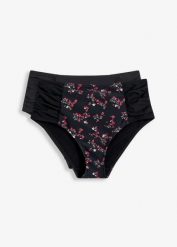 Figi bikini shape (2 pary), z poliamidu z recyklingu, silny stopień modelowania sylwetki. Czarne bikini bonprix, bez wzorów, z poliamidu. Za 95.98 zł.