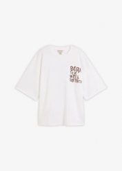 T-shirt oversize z czystej bawełny organicznej. Białe t-shirty damskie bonprix, bez wzorów, z bawełny, bez kołnierzyka. Za 67.99 zł.