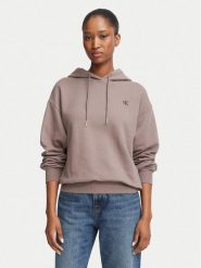 Calvin Klein Jeans Bluza Monogram LV047G258G Beżowy ciemny Regular Fit. Brązowe bluzy damskie Calvin Klein Jeans, s, bez wzorów, z bawełny, bez kaptura. Za 409.99 zł.