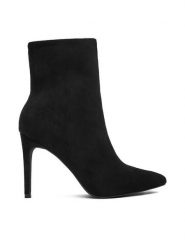 DeeZee Botki HXXS22051 Czarny. Czarne botki damskie DeeZee, z materiału, bez obcasa, na szpilce, bez zapięcia. Za 189.99 zł.