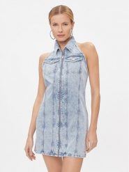 Tommy Jeans Sukienka jeansowa DW0DW17057 Błękitny Regular Fit. Niebieskie sukienki damskie Tommy Jeans, bez wzorów, z bawełny, bez ramiączek. Za 399.99 zł.