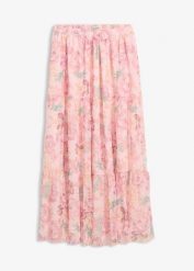 Spódnica maxi z miękkiej siateczki. Czerwone spódnice damskie bonprix, bez wzorów, maxi. Za 142.99 zł.
