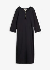 Sukienka dresowa, rękawy 3/4. Czerwone sukienki damskie bonprix, bez wzorów, z dresówki, bez ramiączek. Za 72.99 zł.