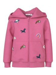 NAME IT Bluza 13221692 Różowy Regular Fit. Czerwone bluzy dziewczęce Name it, bez wzorów, z bawełny, bez ramiączek, bez kaptura. Za 79.99 zł.